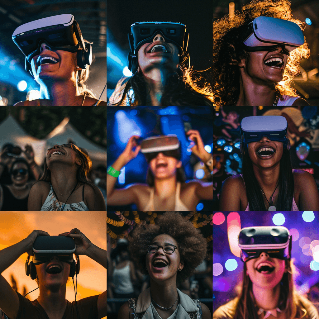 VR을 통해서 콘서트를 즐기는 사용자